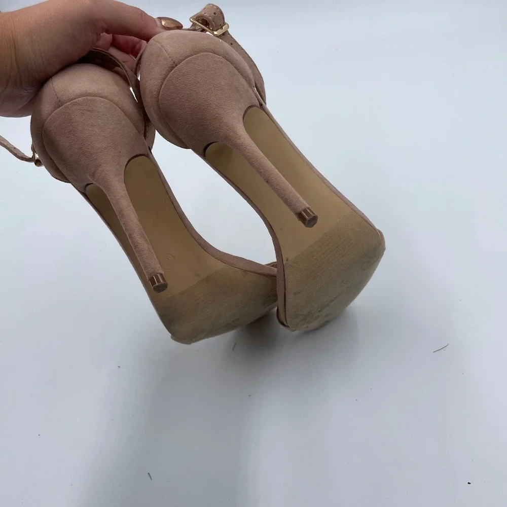 Lulus‎ Arylee Blush Pink Faux Suede Stiletto High Heels Sandals - Size 8